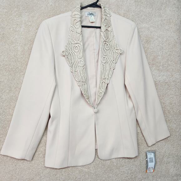 Vintage Patra Blazer Coat Size 18 Embroidered NWT Size XL 1X Cream Khaki - Picture 1 of 9